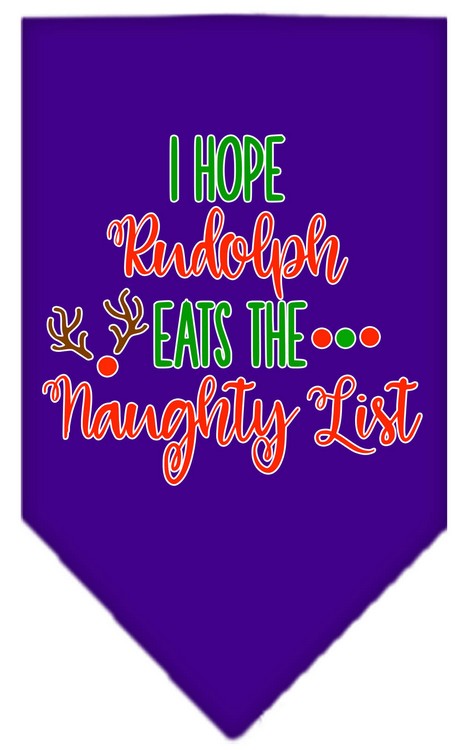 Hope Rudolph Eats Naughty List Screen Print Bandana Purple Large